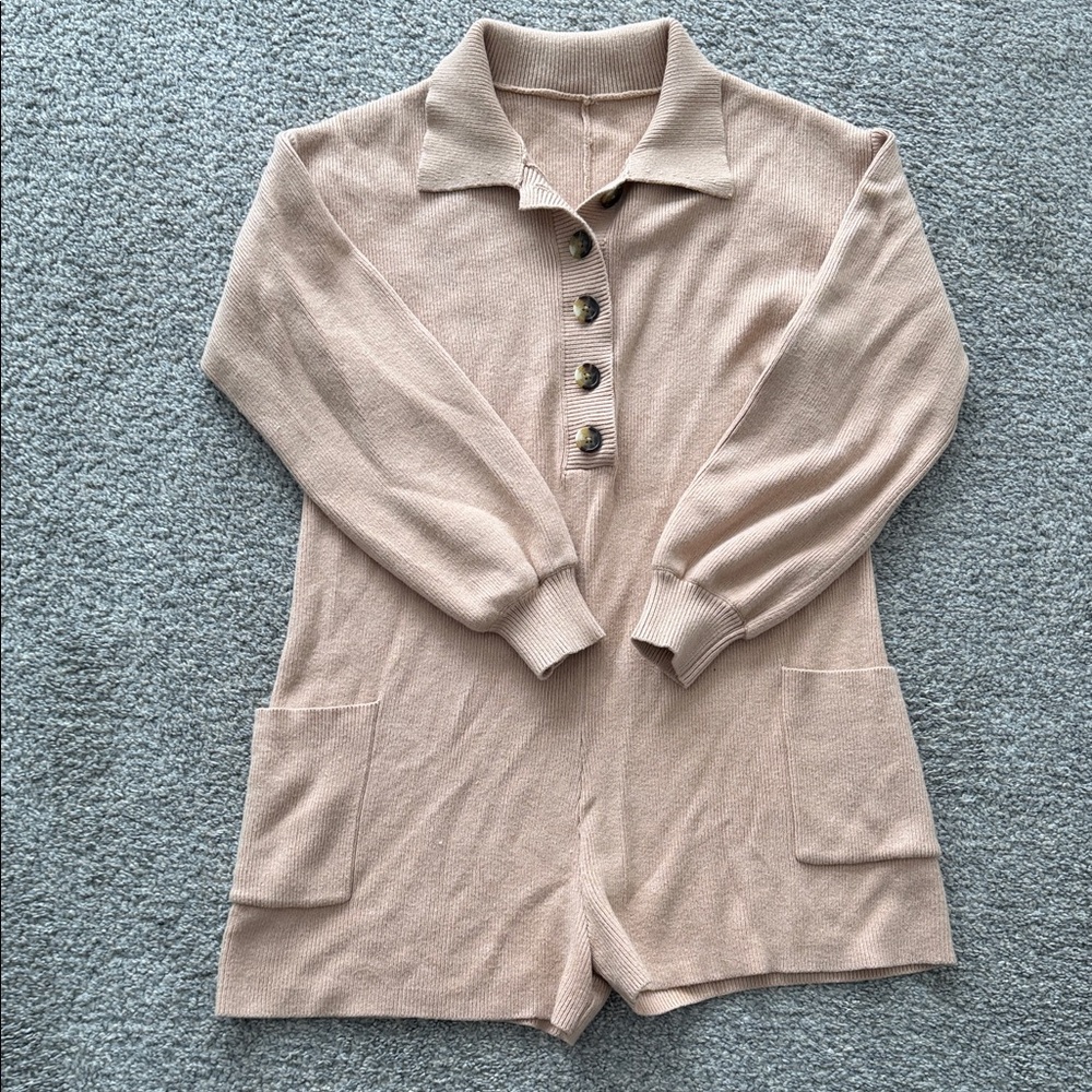 Amazon Beige Long Sleeve Romper